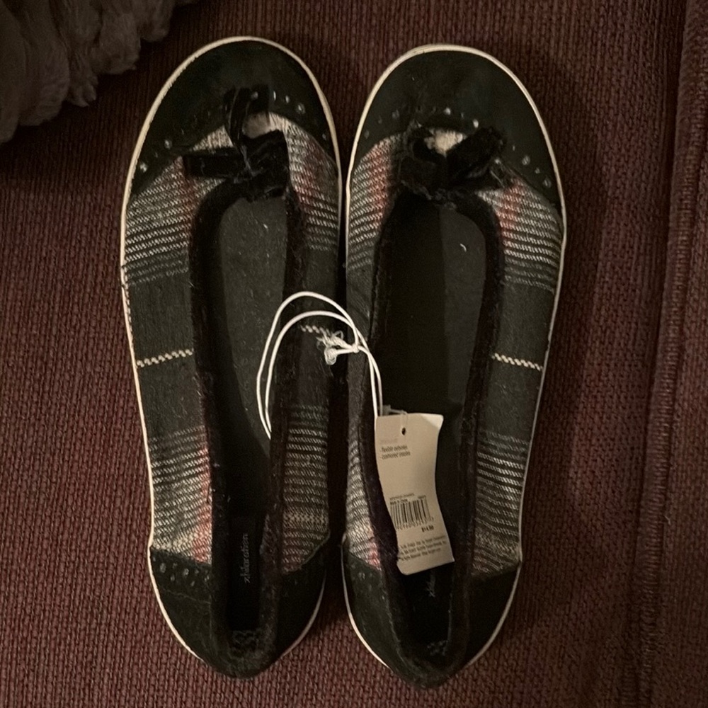 Plaid Ballet Flats with Bow